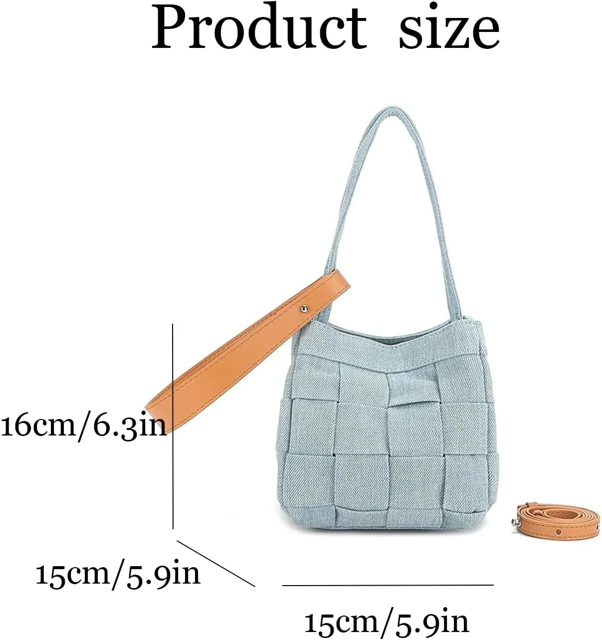 Vintage Denim Bucket BagRetro Small Crossbody Shoulder Bag,Compact Cute Slouchy Satchel Purse Handbag for Everyday Use