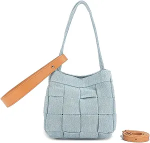 Vintage Denim Bucket BagRetro Small Crossbody Shoulder Bag,Compact Cute Slouchy Satchel Purse Handbag for Everyday Use