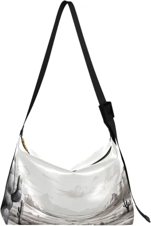 Vintage Desert View Shoulder Bag for Women Waterproof PU Leather Hobo Bags Crossbody Purse with Zipper Closure