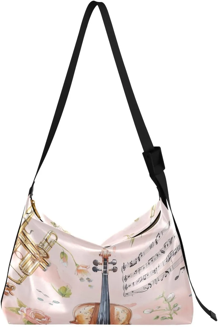 Vintage Instrument Pattern Shoulder Bag for Women Waterproof PU Leather Hobo Bags Crossbody Purse with Zipper Closure
