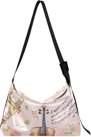 Vintage Instrument Pattern Shoulder Bag for Women Waterproof PU Leather Hobo Bags Crossbody Purse with Zipper Closure