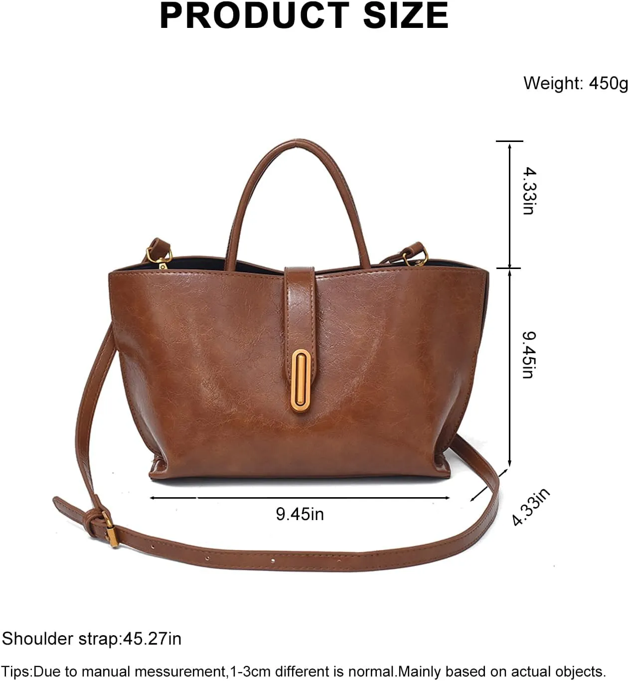 Vintage PU Tote Bag for Women - Large Capacity Handbag with Zipper Pocket, Stylish Top Handle Satchel for Daily Use