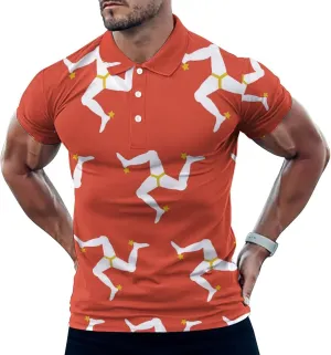 Vnurnrn Isle of Man Flag Quick Dry Performance Sport Golf Polo Shirts for Men