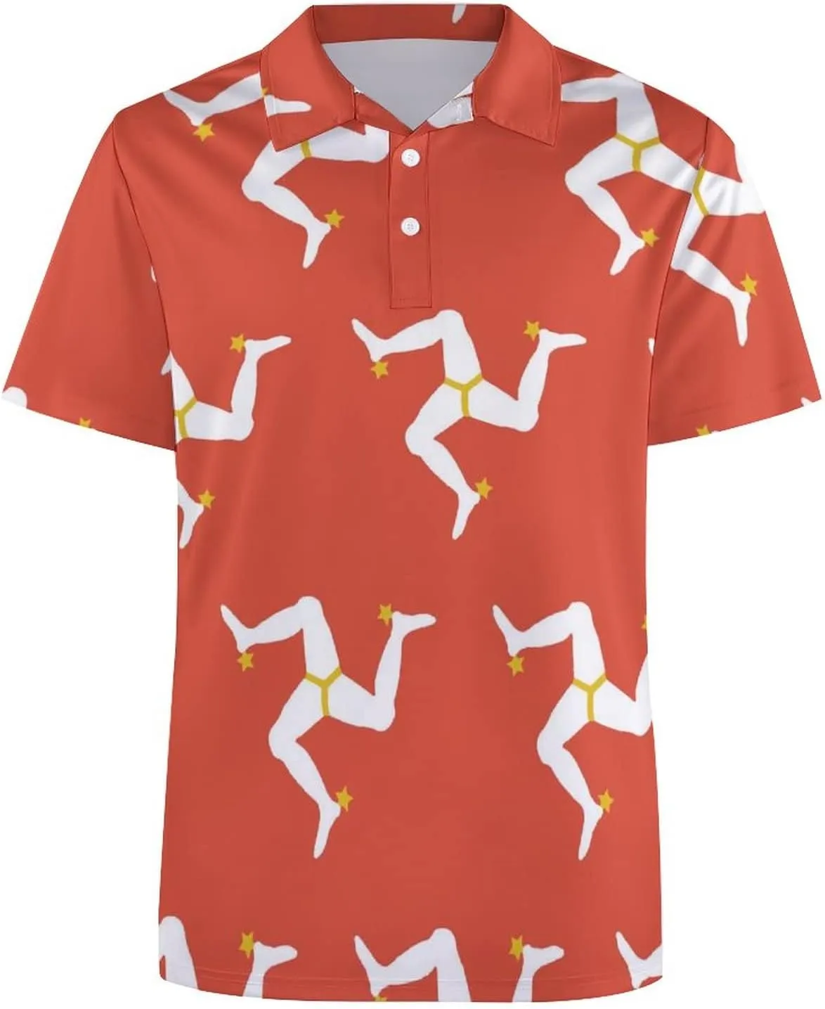 Vnurnrn Isle of Man Flag Quick Dry Performance Sport Golf Polo Shirts for Men