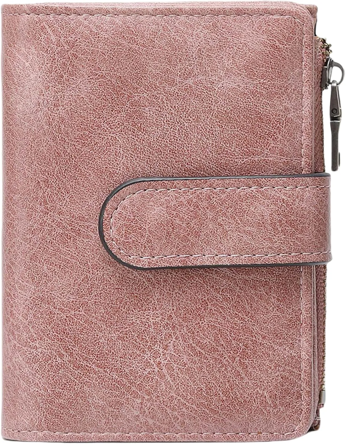 Wallet Women Small Leather RFID Blocking Credit Card Wallet Bifold Compact Ladies Purse with Zipper Coin Pocket