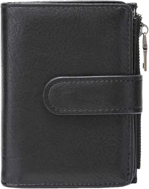 Wallet Women Small Leather RFID Blocking Credit Card Wallet Bifold Compact Ladies Purse with Zipper Coin Pocket