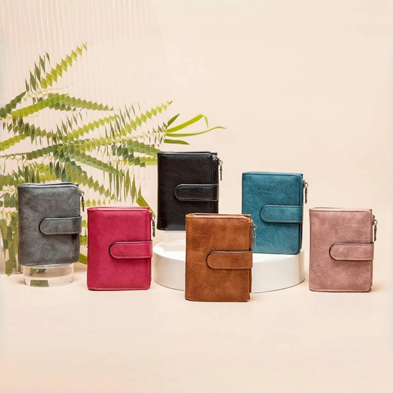Wallet Women Small Leather RFID Blocking Credit Card Wallet Bifold Compact Ladies Purse with Zipper Coin Pocket
