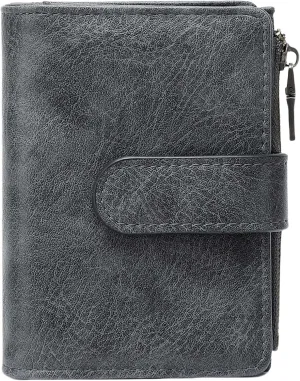 Wallet Women Small Leather RFID Blocking Credit Card Wallet Bifold Compact Ladies Purse with Zipper Coin Pocket