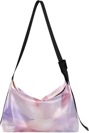 Watercolor Pastel Shoulder Bag for Women Waterproof PU Leather Hobo Bags Crossbody Purse with Zipper Closure