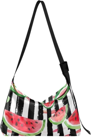 Watermelon Stripe Crossbody Bag for Women Men with Adjustable Strap PU Leather Shoulder Hobo Purse Bag 20855853