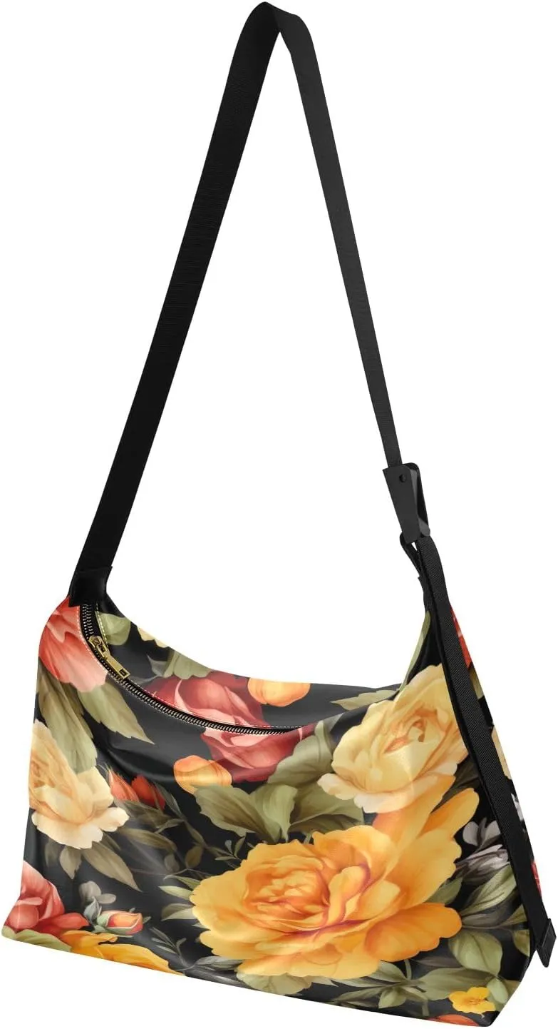White and Blue Painted Wall Shoulder Bag Leather, Womens Hobo Handbags, Crossbody Large Leather Bag