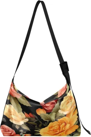 White and Blue Painted Wall Shoulder Bag Leather, Womens Hobo Handbags, Crossbody Large Leather Bag