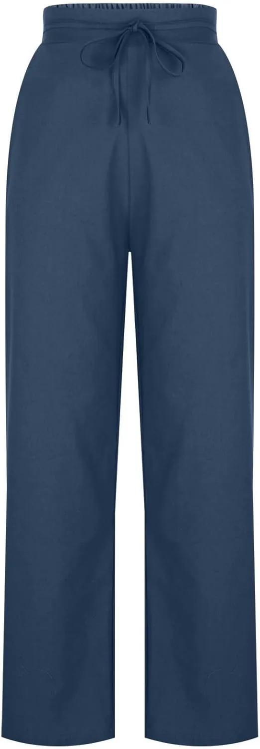 Wide Leg Pants for Women Cotton Linen Pants Summer Palazzo Beach Pants Casual Work Pants High Waisted Dressy Pants