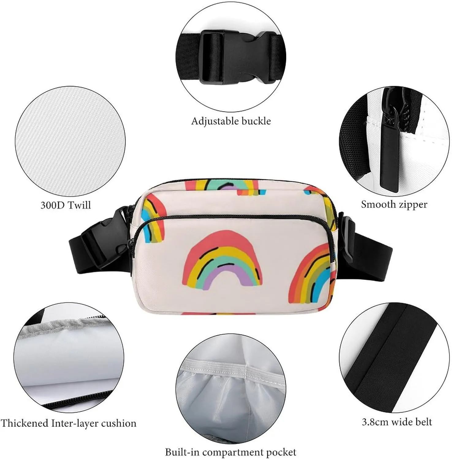 Women and Men Compact Crossbody Pouch Compatible with LGBT Rainbow - Sports Fanny Pack with Adjustable Waist Strap