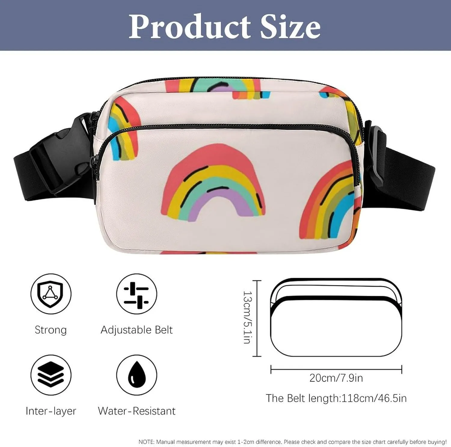 Women and Men Compact Crossbody Pouch Compatible with LGBT Rainbow - Sports Fanny Pack with Adjustable Waist Strap