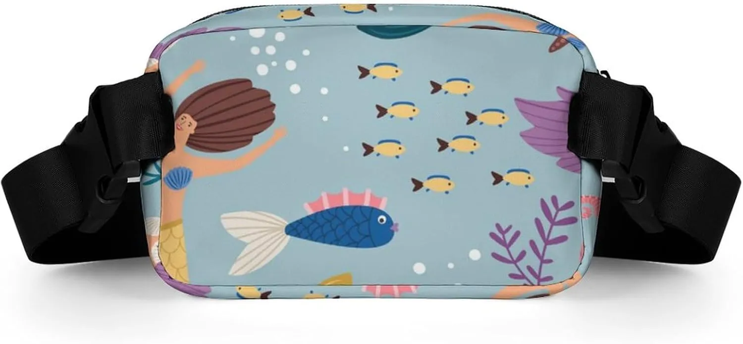 Women and Men Compact Crossbody Pouch Compatible with Mermaid Girls Pattern - Sports Fanny Pack with Adjustable Waist Strap