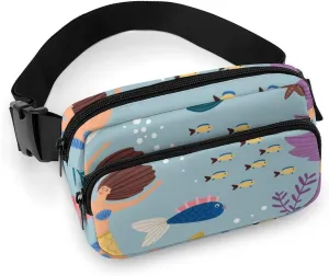 Women and Men Compact Crossbody Pouch Compatible with Mermaid Girls Pattern - Sports Fanny Pack with Adjustable Waist Strap