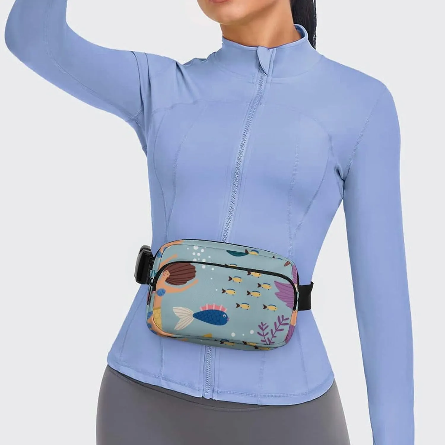 Women and Men Compact Crossbody Pouch Compatible with Mermaid Girls Pattern - Sports Fanny Pack with Adjustable Waist Strap