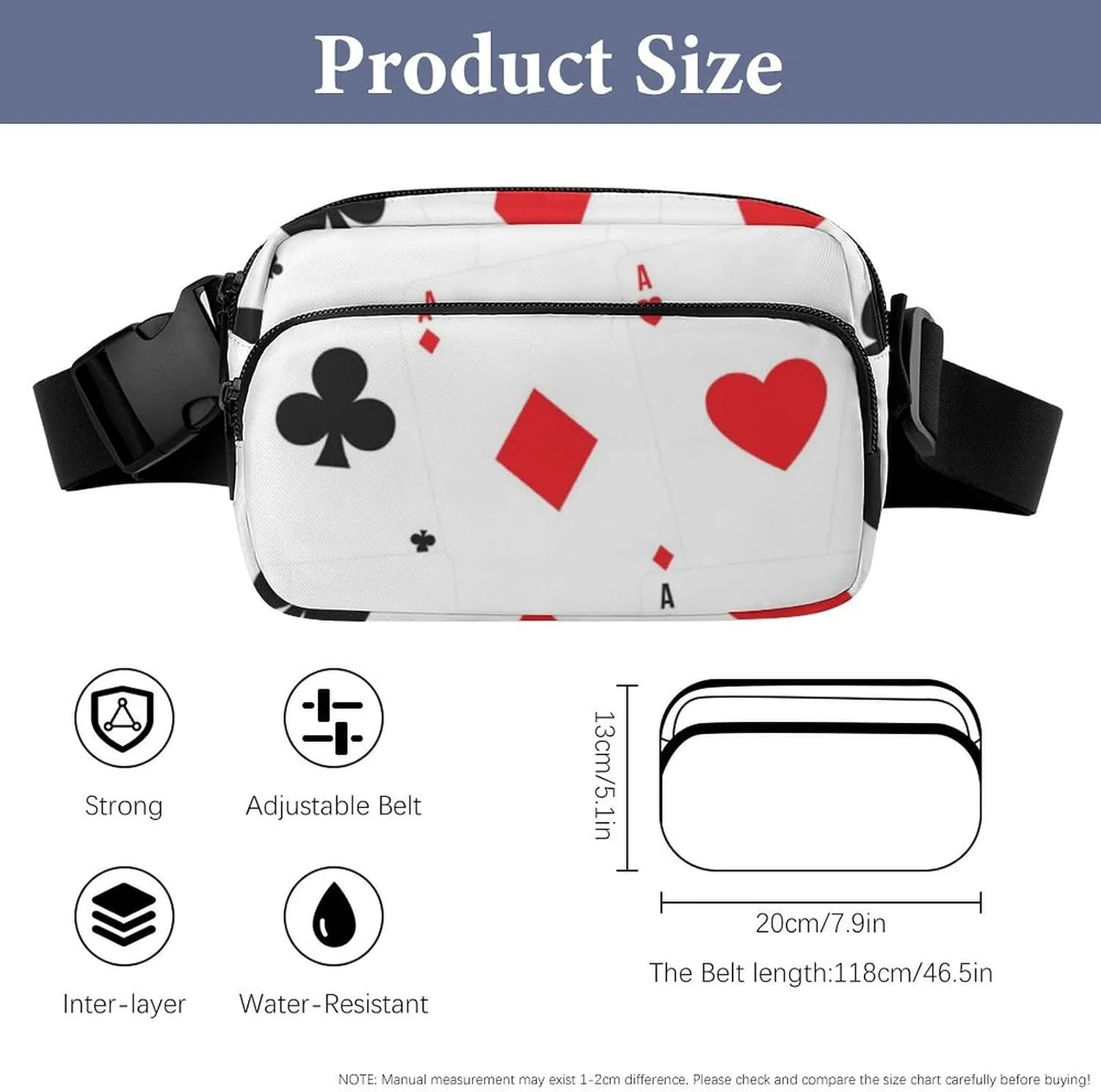 Women and Men Compact Crossbody Pouch Compatible with Playing Poker Cards - Sports Fanny Pack with Adjustable Waist Strap