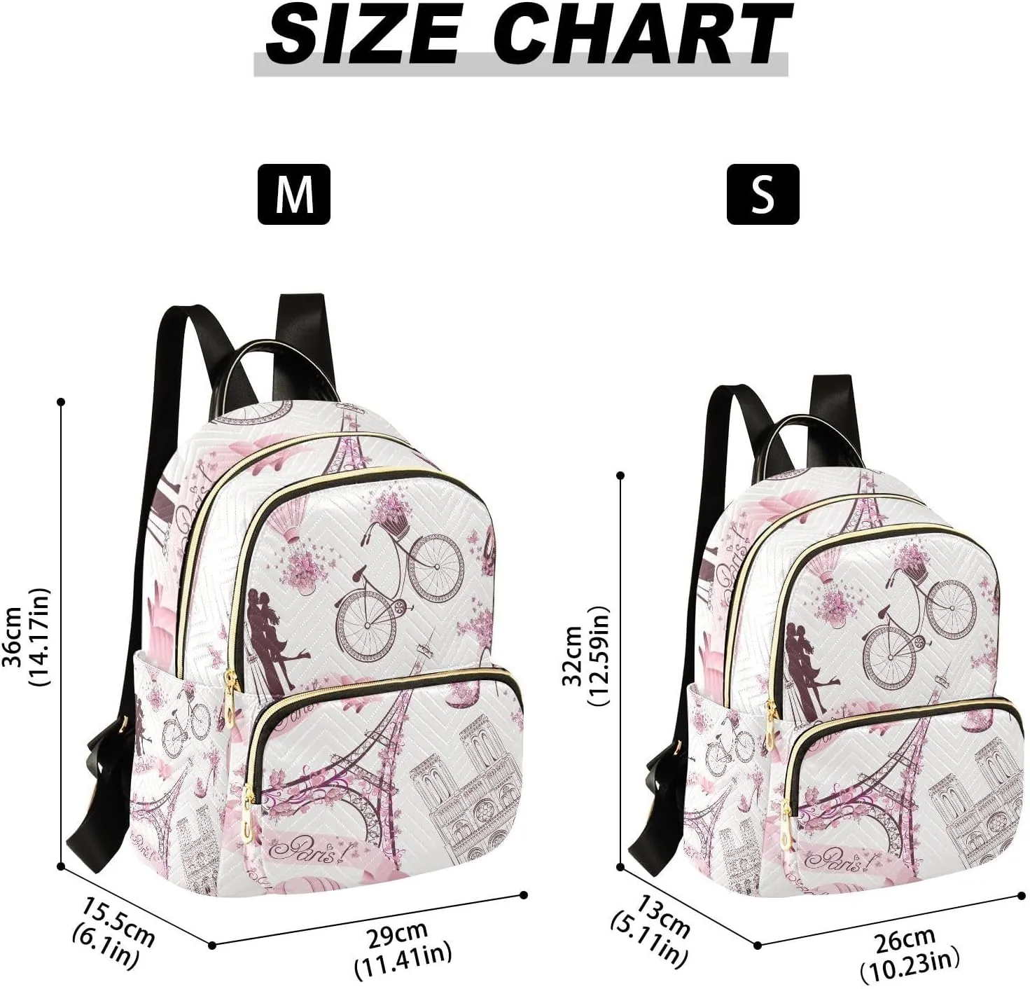 Women Fashion Backpack Paris Eiffel Tower Pinks Lover Sturdy Daily Bag Compact Regular Bag Diaper Bag
