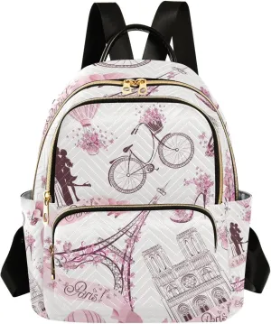 Women Fashion Backpack Paris Eiffel Tower Pinks Lover Sturdy Daily Bag Compact Regular Bag Diaper Bag