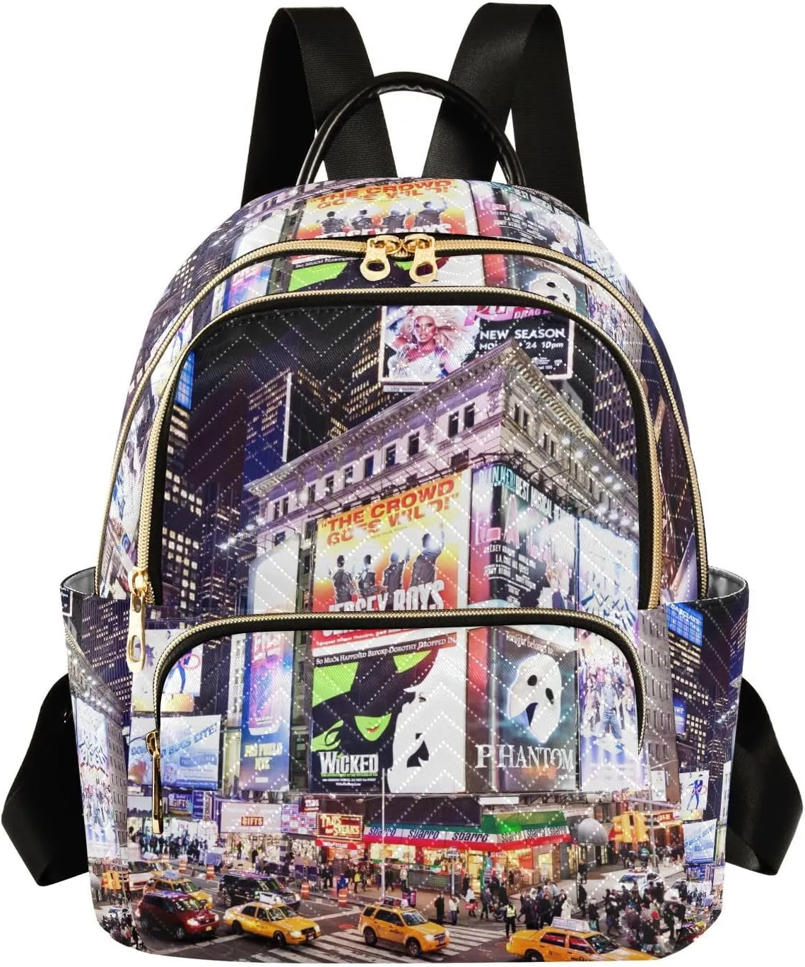 Women Fashion Backpack Times Square New York Broadway Sturdy Daily Bag Compact Regular Bag Diaper Bag