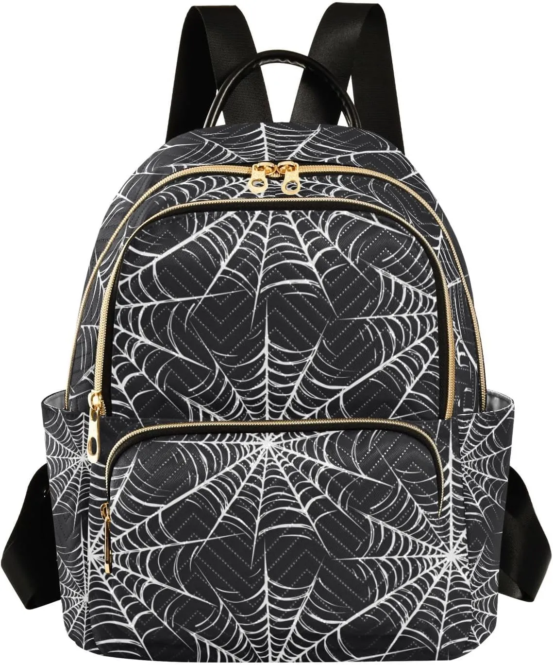 Women Fashion Backpack White Spider Web Travel Bag Compact Daily Bag Diaper Bag Everyday Use