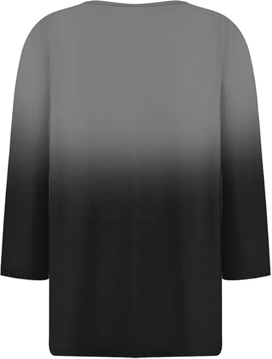 Women Henley Neck Tops 3/4 Length Sleeve V Neck Button Down T Shirts Plus Size Fashion 2024 Tunic Elbow Sleeve Print Blouse