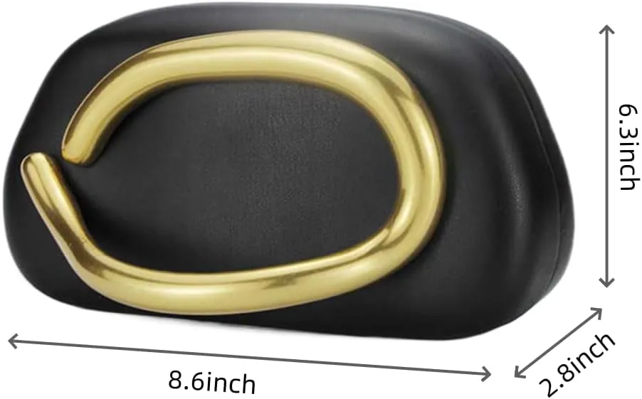 Women PU Leather Metal Handle Handbag Trendy Commuting Compact Stone Purse Hand-held Causal Shoulder Clutch Bag