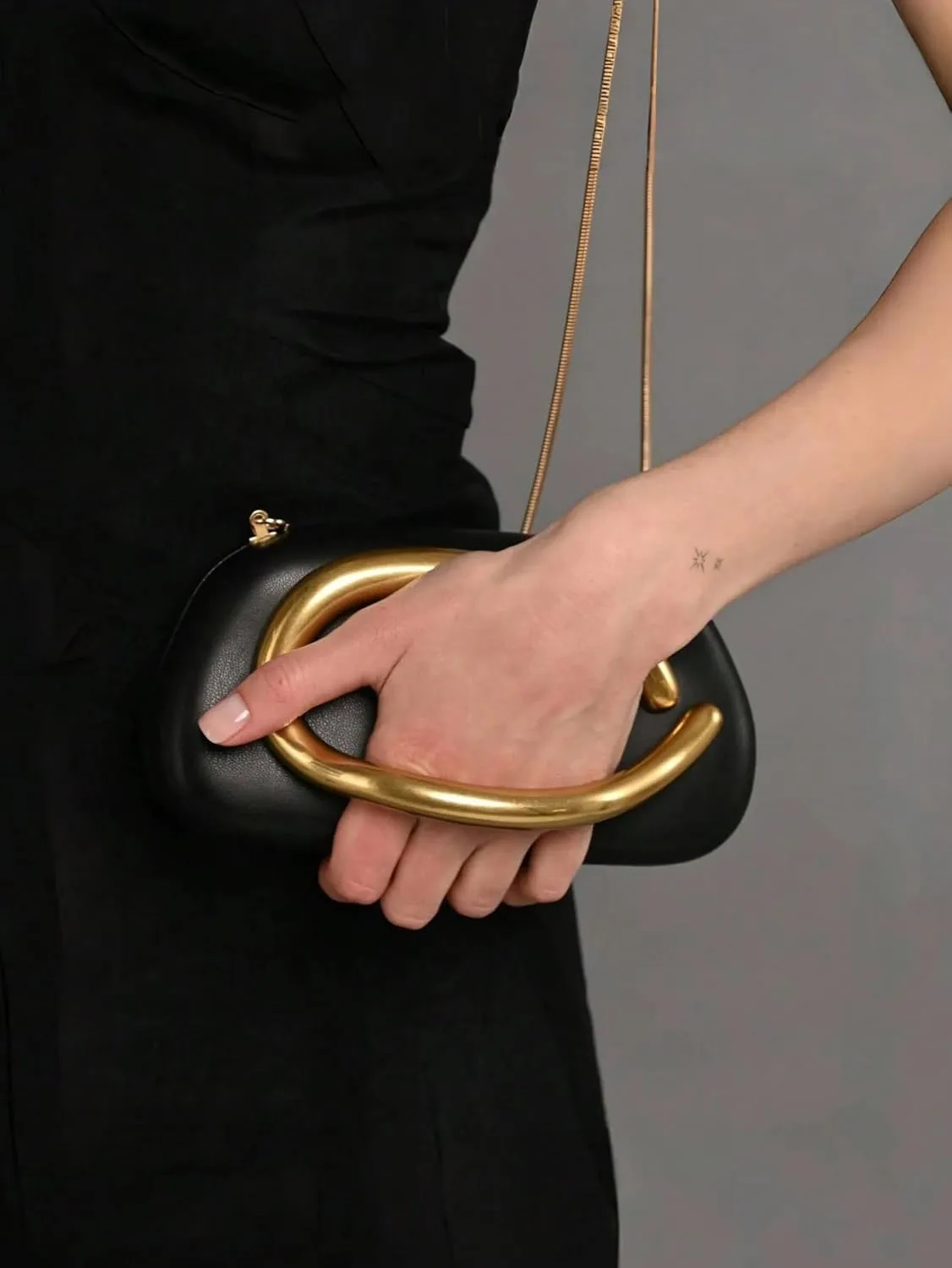 Women PU Leather Metal Handle Handbag Trendy Commuting Compact Stone Purse Hand-held Causal Shoulder Clutch Bag
