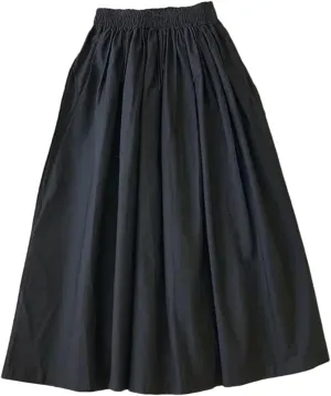 Women Solid Color Midi High Waist Pleated A Line Skirts Vintage Casual Work Midi Swing Skirt