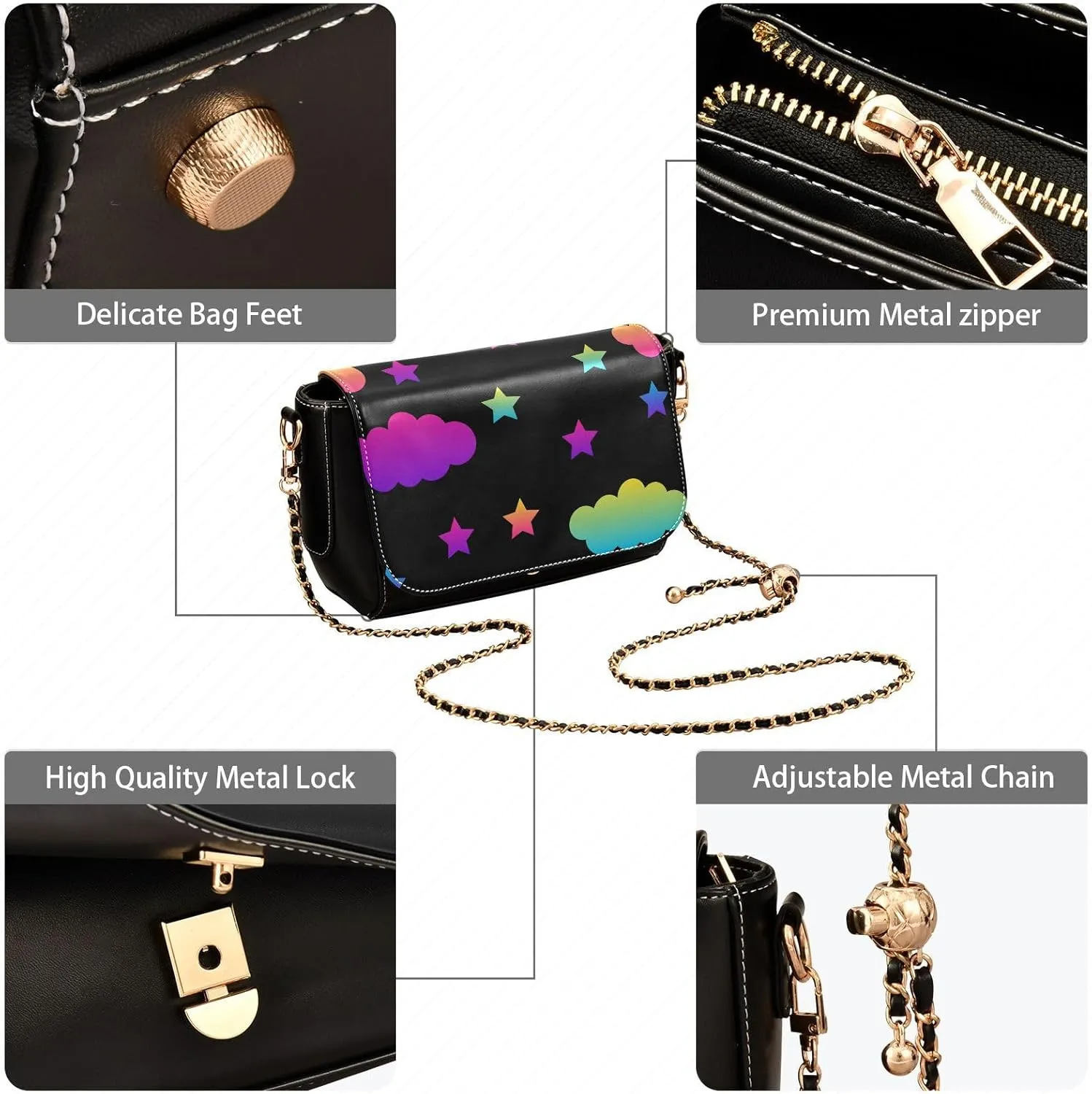 Women Tote Bag PU Leather Shoulder Crossbody Bag Fashion Hobo Handbags Adjustable Chain Shoulder Strap Men