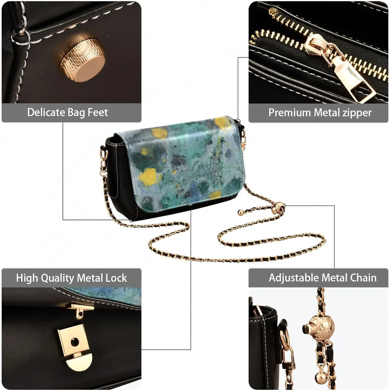 Women Tote Bag PU Leather Shoulder Crossbody Bags Fashion Hobo Handbags Adjustable Chain Shoulder Strap