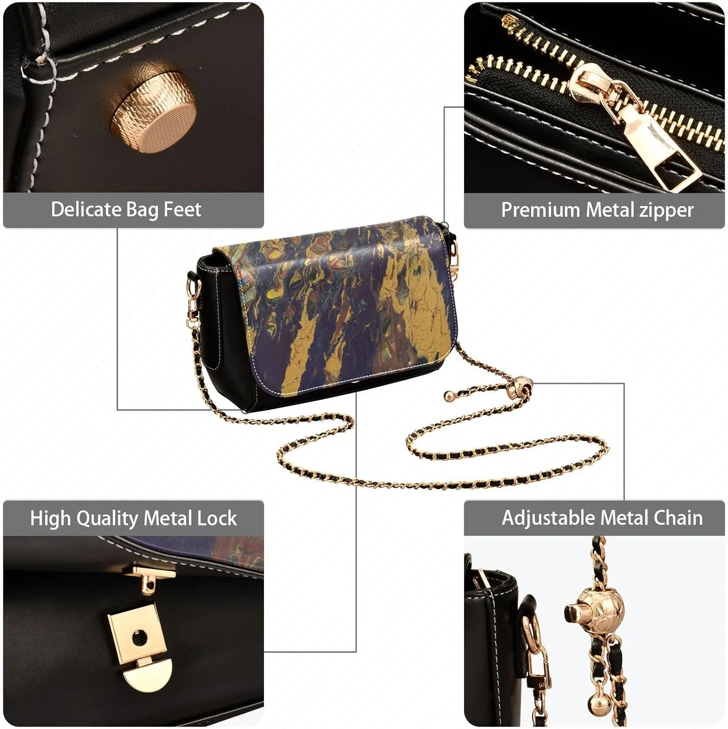 Women Tote Bag PU Leather Shoulder Crossbody Bags Fashion Hobo Handbags Adjustable Chain Shoulder Strap