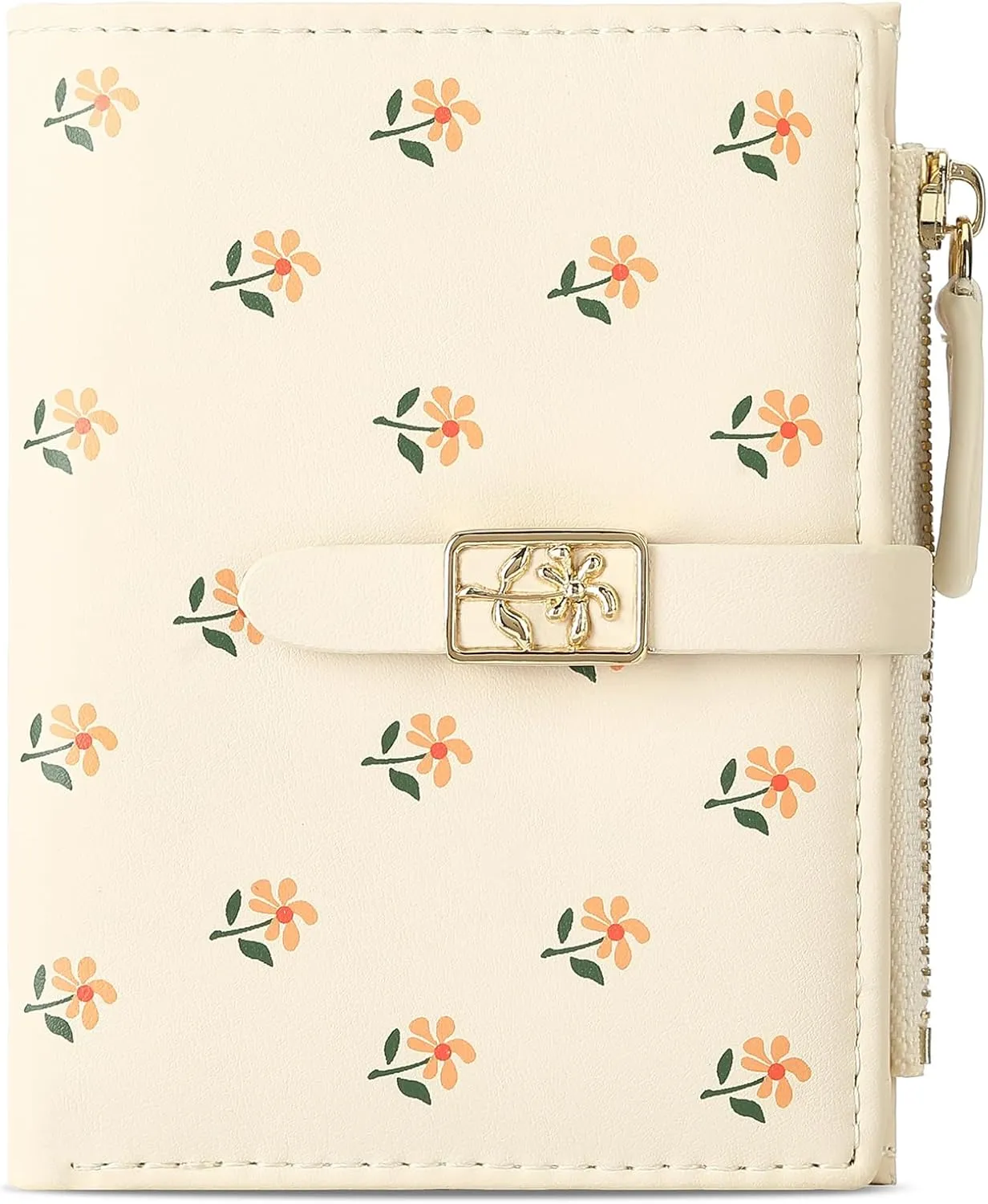 Women Wallet RFID Blocking Small Compact Bifold Floral Print Leather Card Holder Wallet Ladies Mini Purse with Zipper Coin Pocket