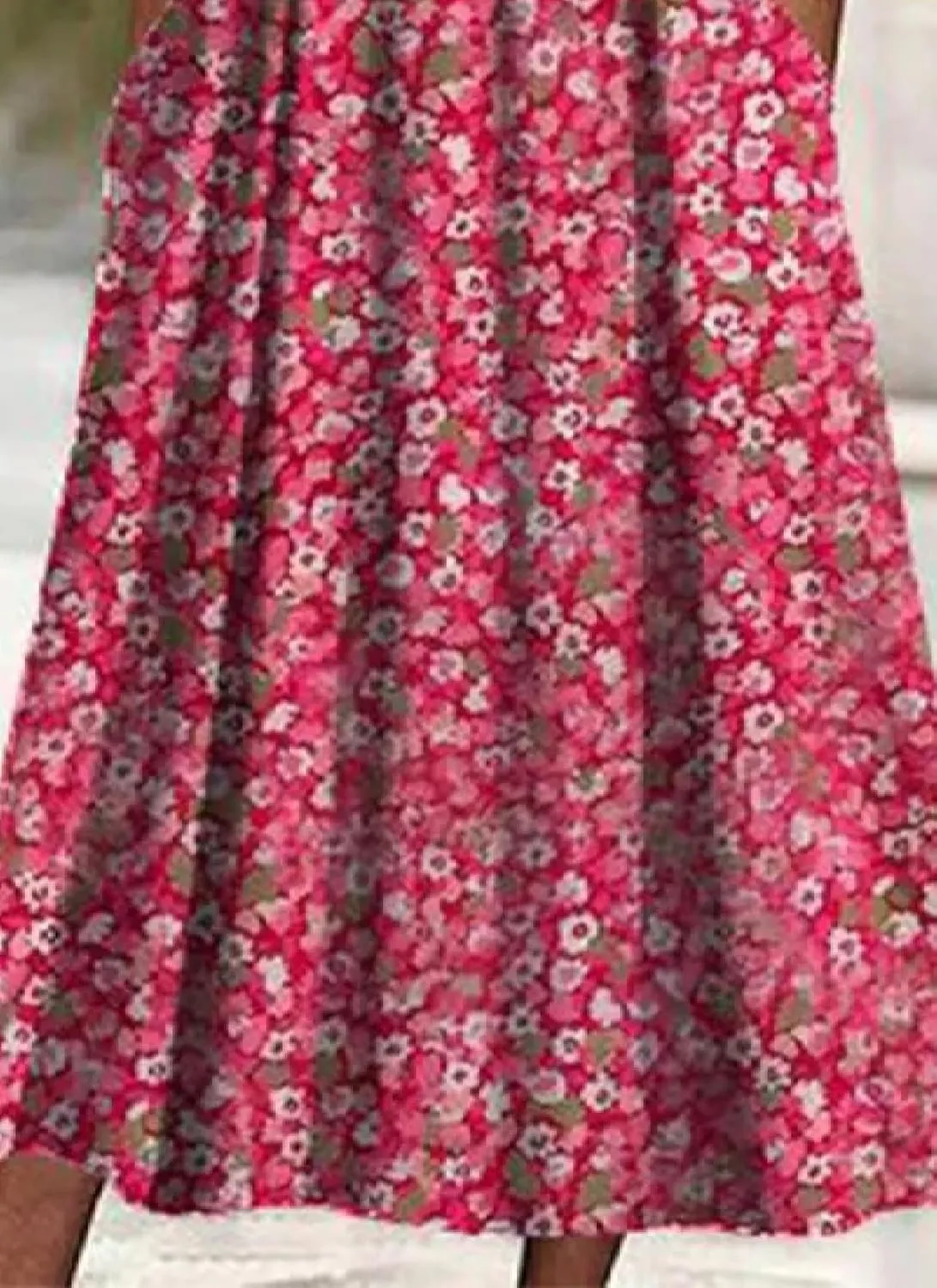 Womens 2025 Fashion Outfits Plant Print Side Pocket Midi Dress Stylish V Neck Midi Dress