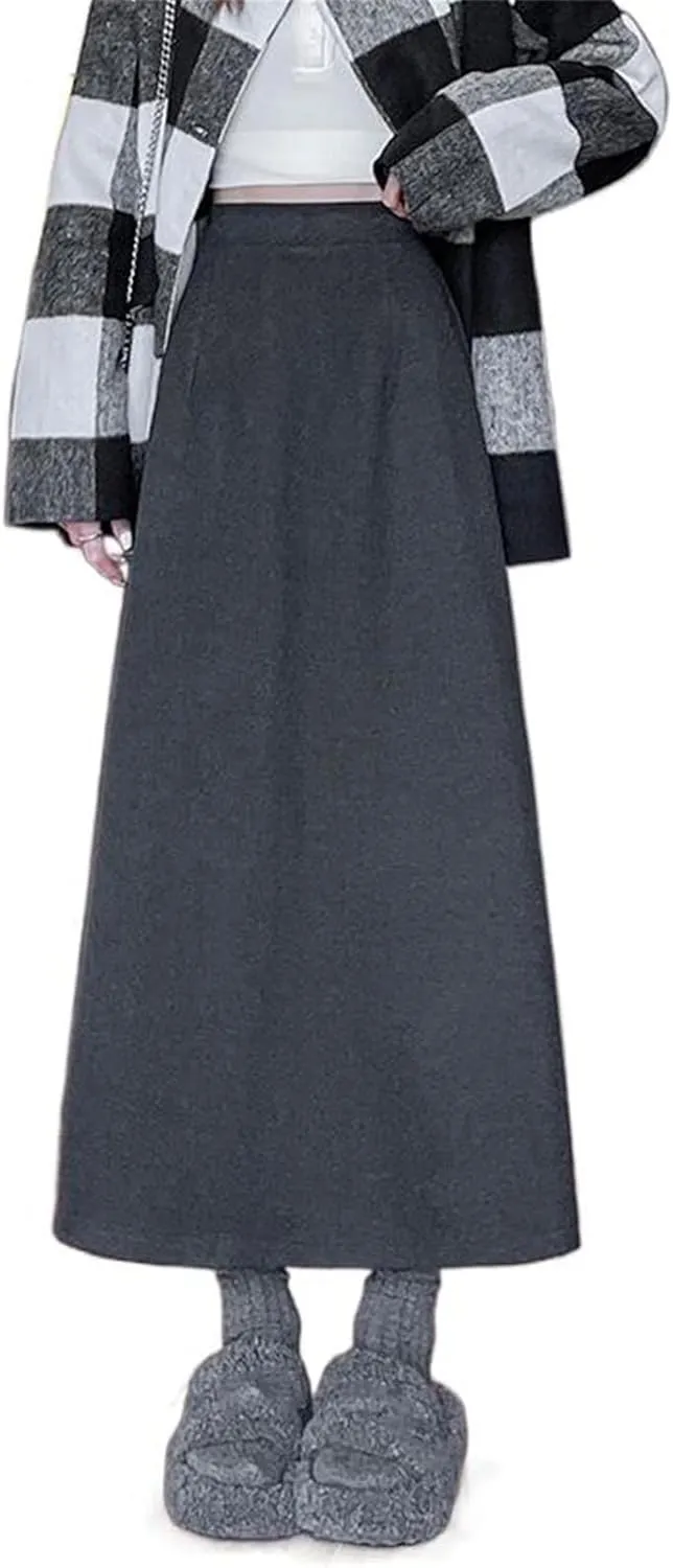 Women's Autumn and Winter Wool Pencil Skirt, High-Waisted, Split, Midi Skirt, Plus Size
