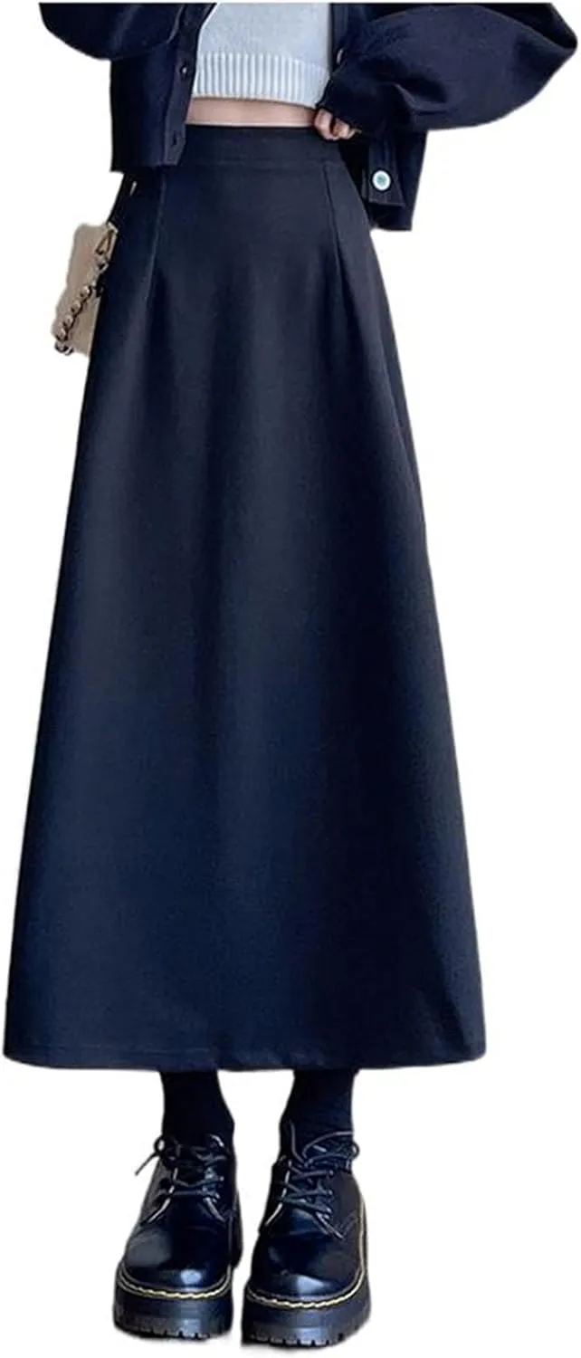 Women's Autumn and Winter Wool Pencil Skirt, High-Waisted, Split, Midi Skirt, Plus Size