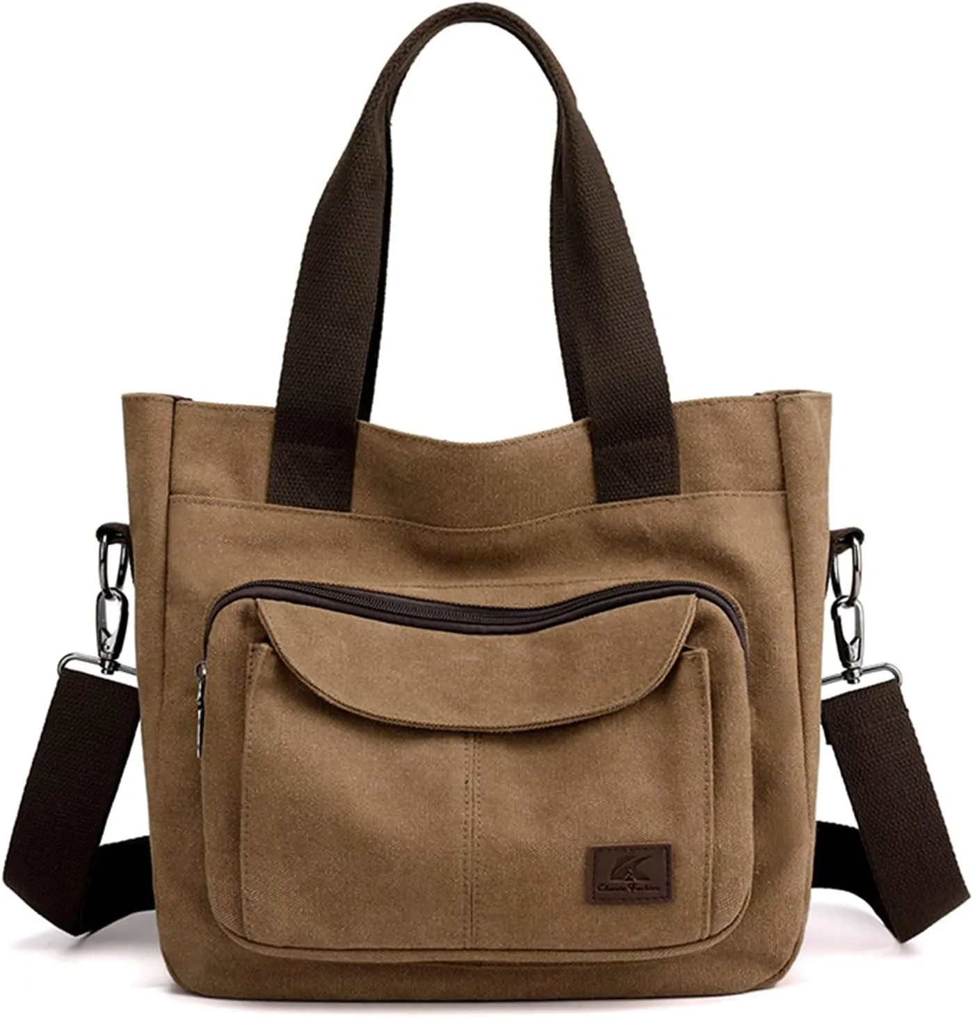Women's Canvas Top Handle Handbag Stylish Multi-pocket Shoulder Tote Purse Work Crossbody Bags (Grey) One Size