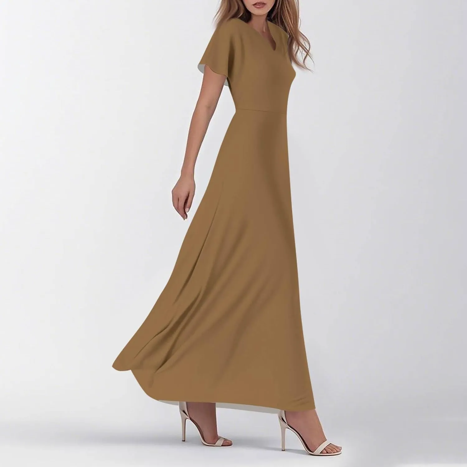Womens Casual Dresses Maternity Ruffle Solid Funny Daily Wear Swing Tea Party Dresses That Hide Tummy Bulge