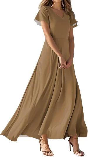 Womens Casual Dresses Maternity Ruffle Solid Funny Daily Wear Swing Tea Party Dresses That Hide Tummy Bulge