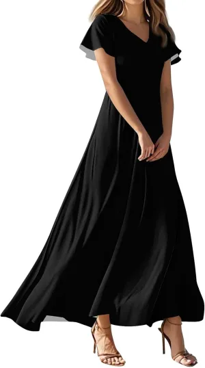 Womens Casual Dresses Maternity Ruffle Solid Funny Daily Wear Swing Tea Party Dresses That Hide Tummy Bulge