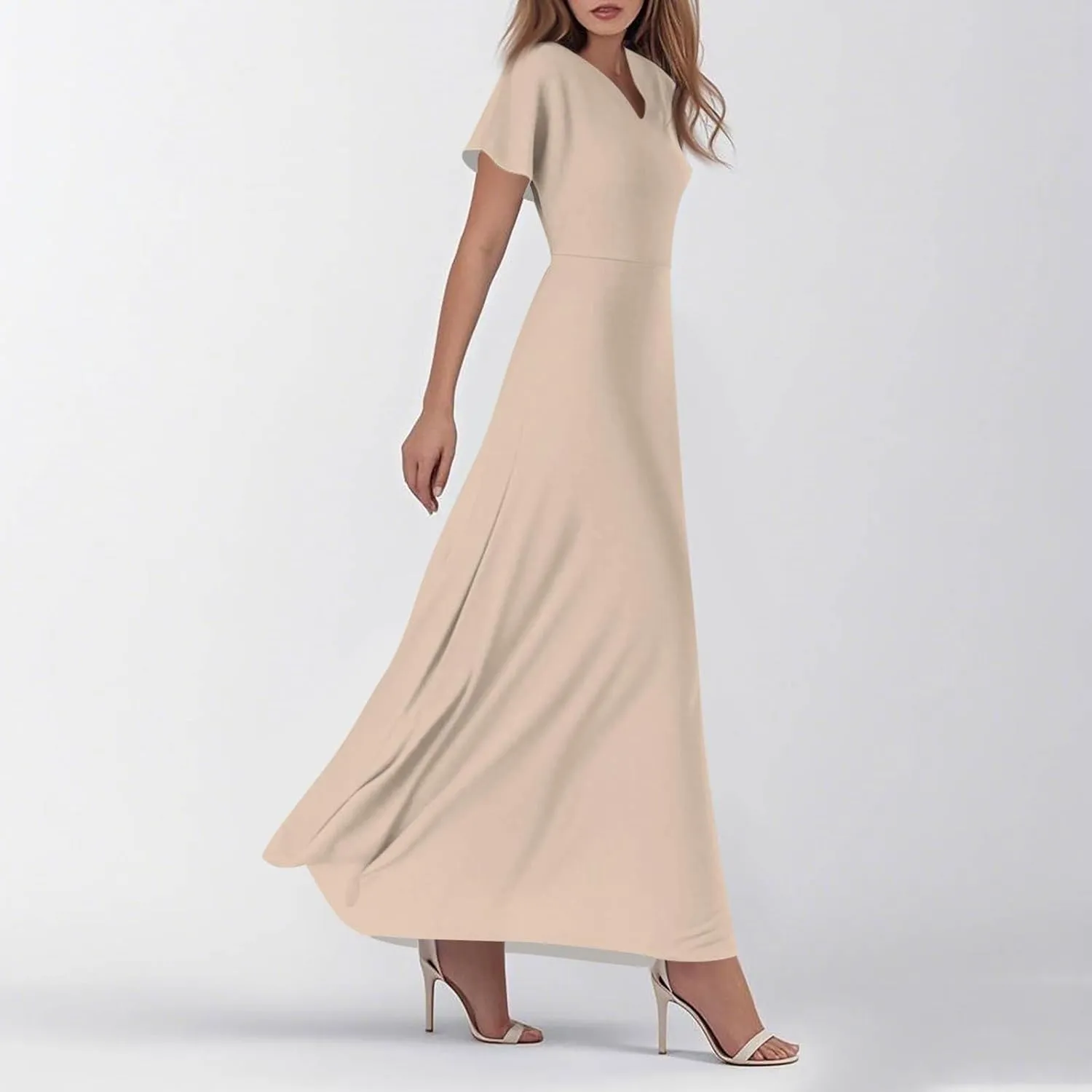 Womens Casual Dresses Maternity Ruffle Solid Funny Daily Wear Swing Tea Party Dresses That Hide Tummy Bulge