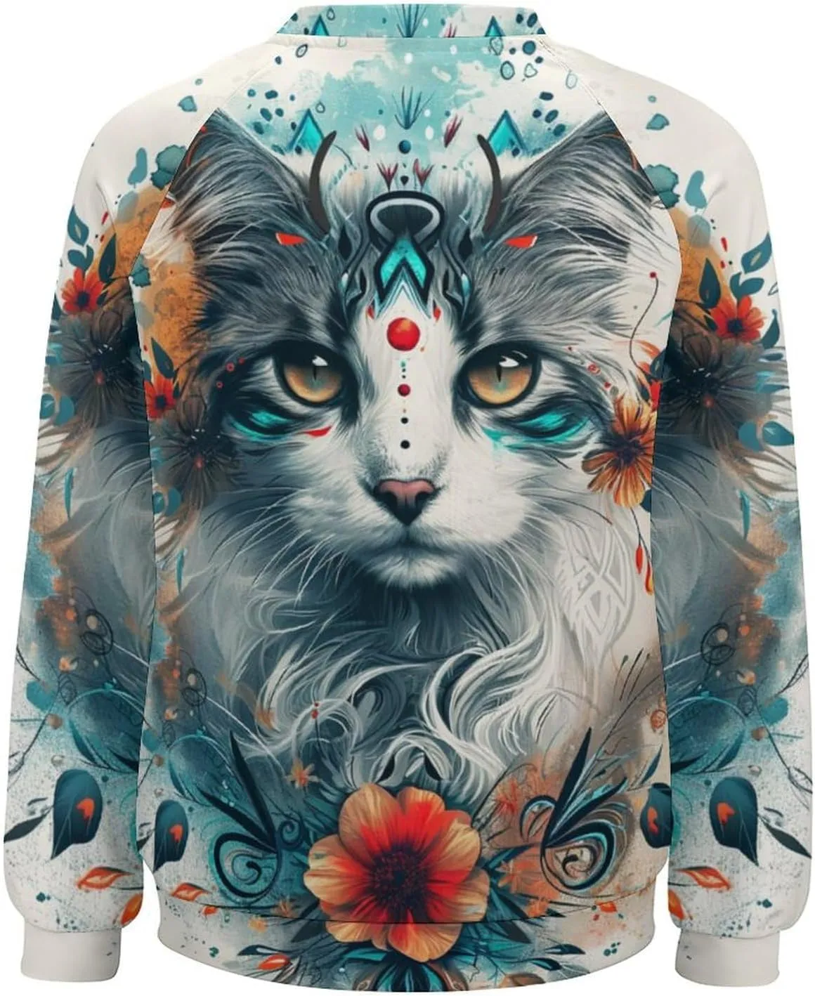 Womens Cat Sweatshirts Cute Graphic Printed Long Sleeve Crewneck Pullover Shirts Cat Lovers Tunic Tops for Girls