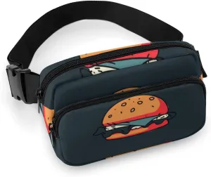 Womens Compact Sports Fanny Pack Water-Resistant Belt Bag for Travel/Hiking, Compatible with Hamburger Junk Food