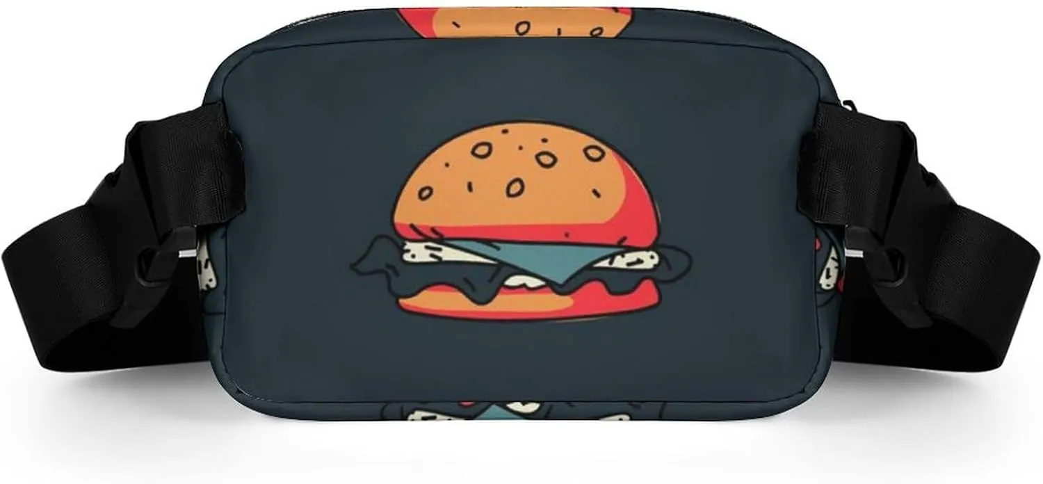 Womens Compact Sports Fanny Pack Water-Resistant Belt Bag for Travel/Hiking, Compatible with Hamburger Junk Food