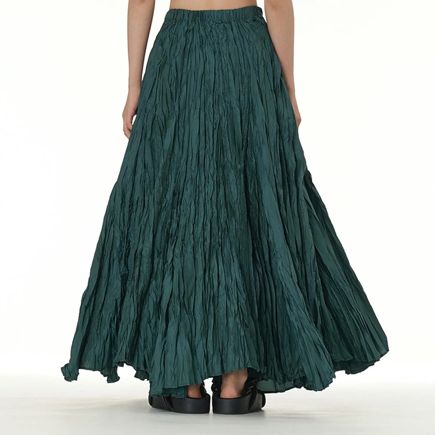 Women's Eleganti Skirts Fluttering Drapey Crinkle Slim Waist Plus Hem Loose Skirt Midi Dress Walking Daily Wear