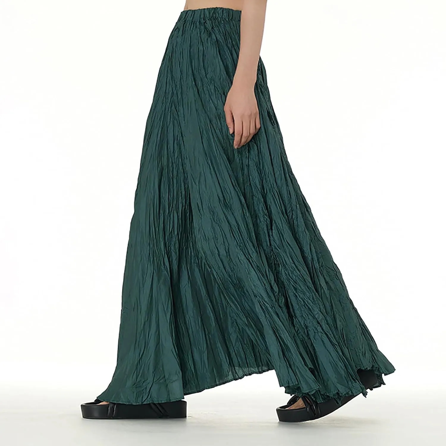 Women's Eleganti Skirts Fluttering Drapey Crinkle Slim Waist Plus Hem Loose Skirt Midi Dress Walking Daily Wear