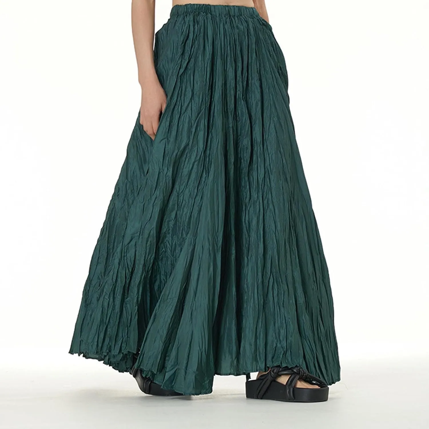 Women's Eleganti Skirts Fluttering Drapey Crinkle Slim Waist Plus Hem Loose Skirt Midi Dress Walking Daily Wear