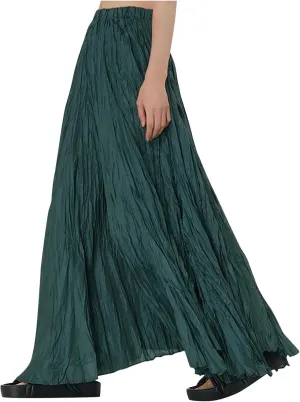 Women's Eleganti Skirts Fluttering Drapey Crinkle Slim Waist Plus Hem Loose Skirt Midi Dress Walking Daily Wear